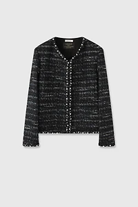 Handcrafted Pearl-Trim Tweed Jacket