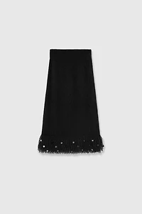 Handmade Sequin Tassel Mohair Wool Midi Skirt