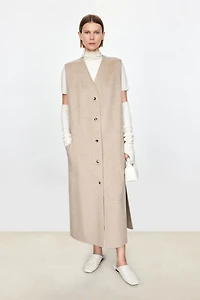 Handmade Wool & Cashmere Double-Faced Collarless Vest