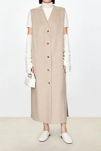 Handmade Wool & Cashmere Double-Faced Collarless Vest