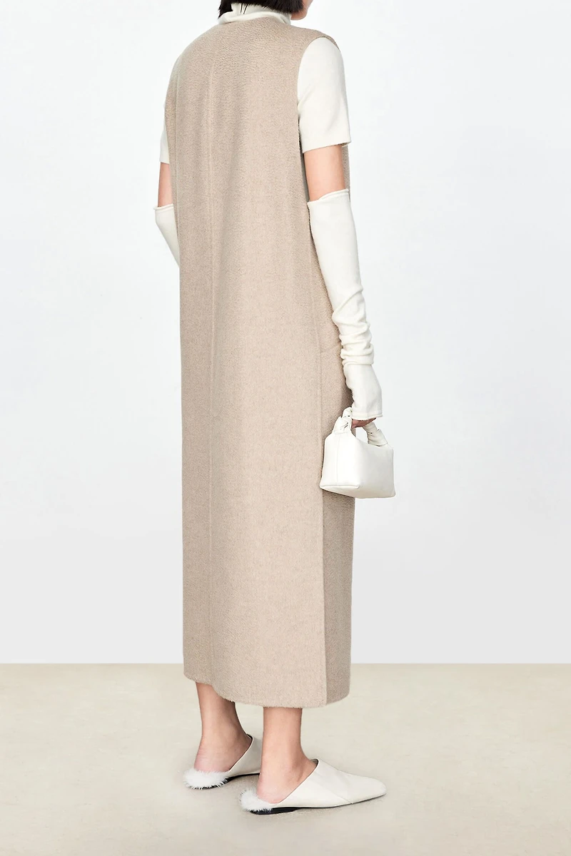 Handmade Wool & Cashmere Double-Faced Collarless Vest