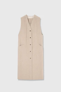 Handmade Wool & Cashmere Double-Faced Collarless Vest