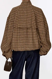 HARRIS TWEED Wool Houndstooth Boxy Jacket