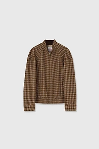 HARRIS TWEED Wool Houndstooth Boxy Jacket