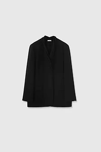 Heavy Crepe Silk Blazer with Hand-Knotted Collar