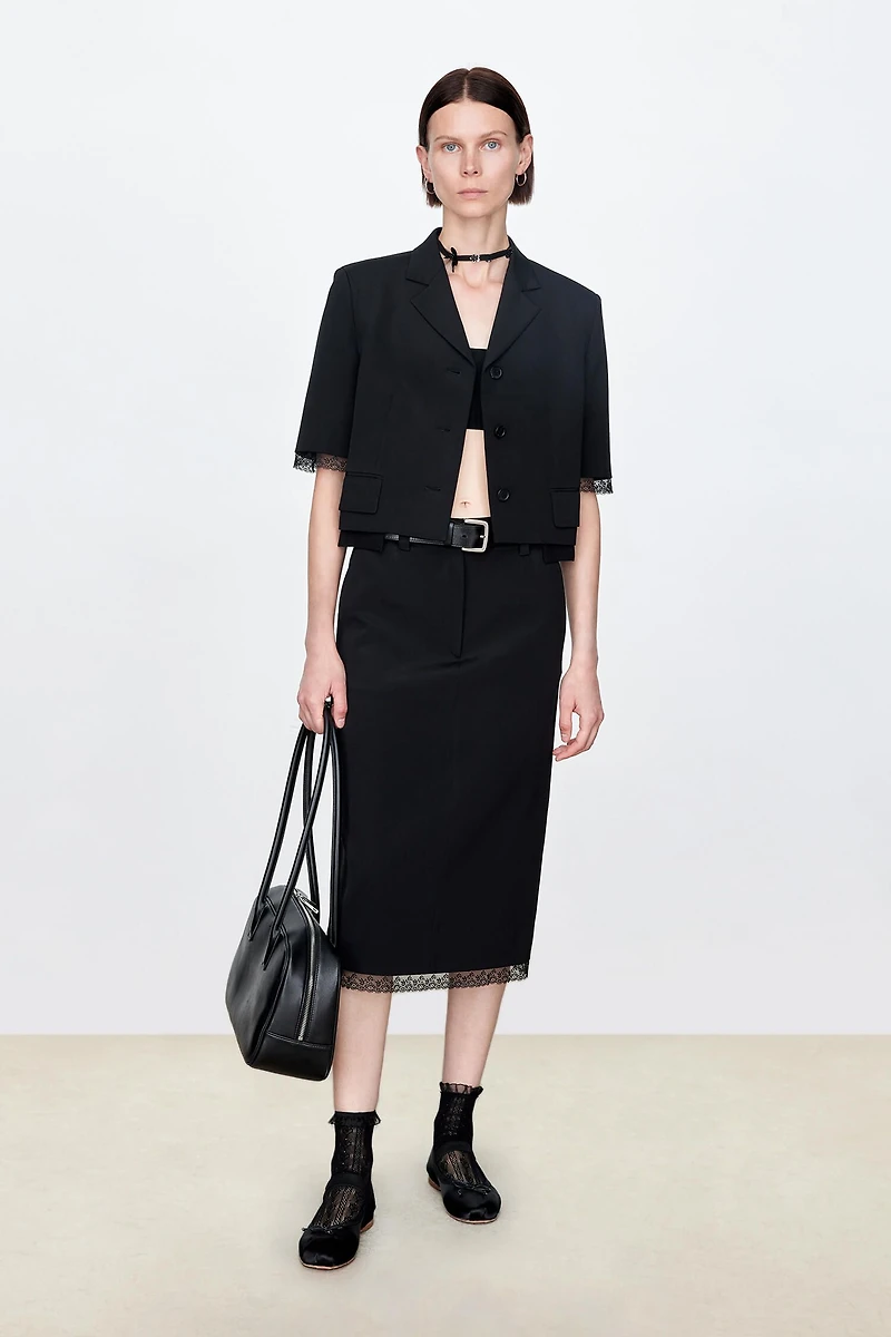 Heavy Crepe Silk Crop Blazer