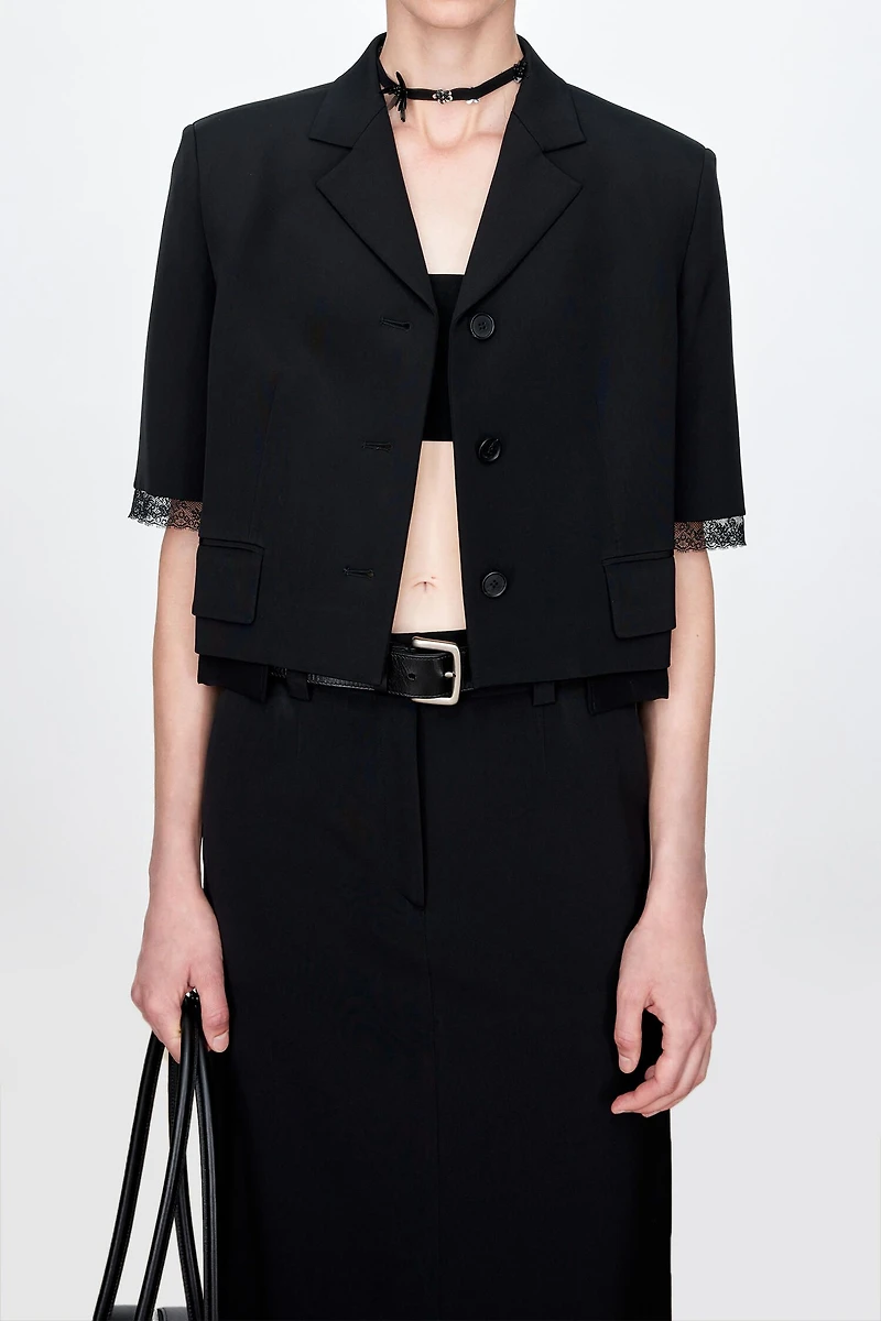 Heavy Crepe Silk Crop Blazer