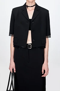 Heavy Crepe Silk Crop Blazer