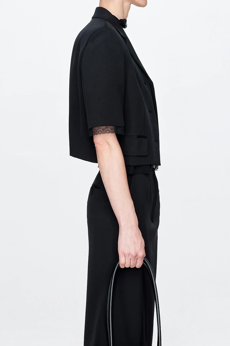 Heavy Crepe Silk Crop Blazer