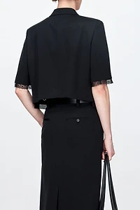 Heavy Crepe Silk Crop Blazer