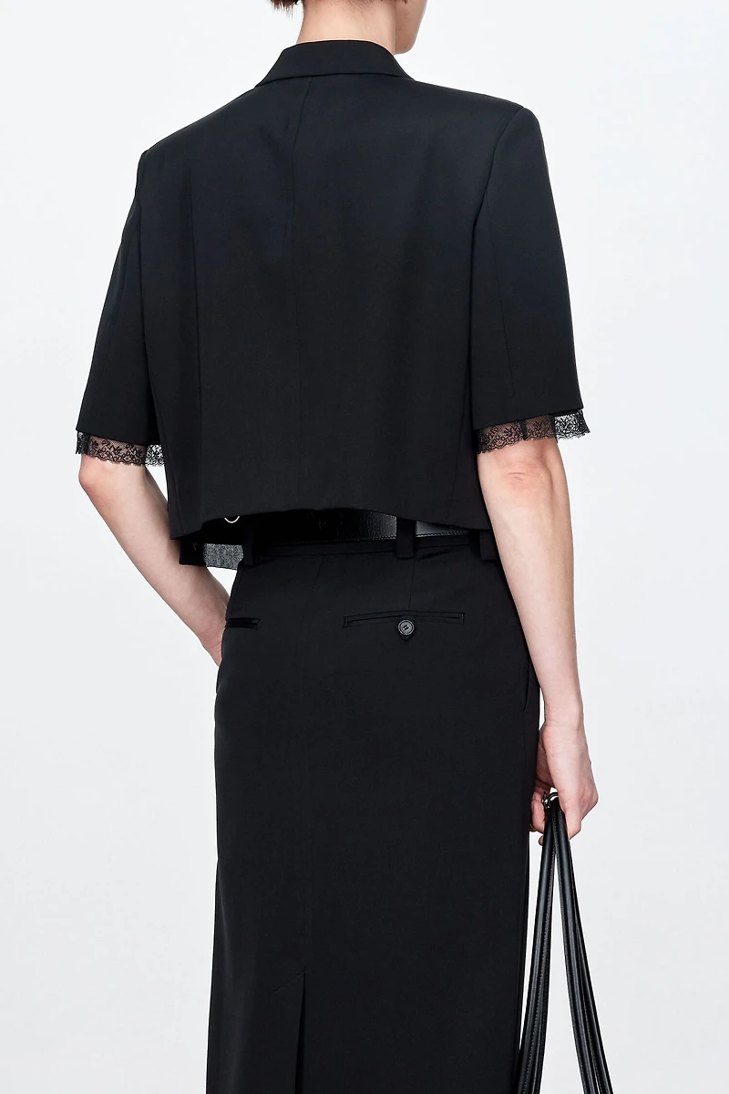 Heavy Crepe Silk Crop Blazer