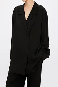 Heavy Crepe Silk Slant Placket Blouse