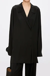 Heavy Crepe Silk Slant Placket Blouse