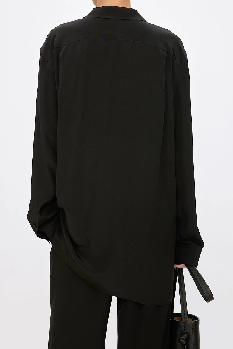 Heavy Crepe Silk Slant Placket Blouse