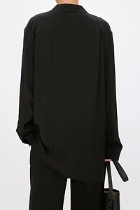 Heavy Crepe Silk Slant Placket Blouse
