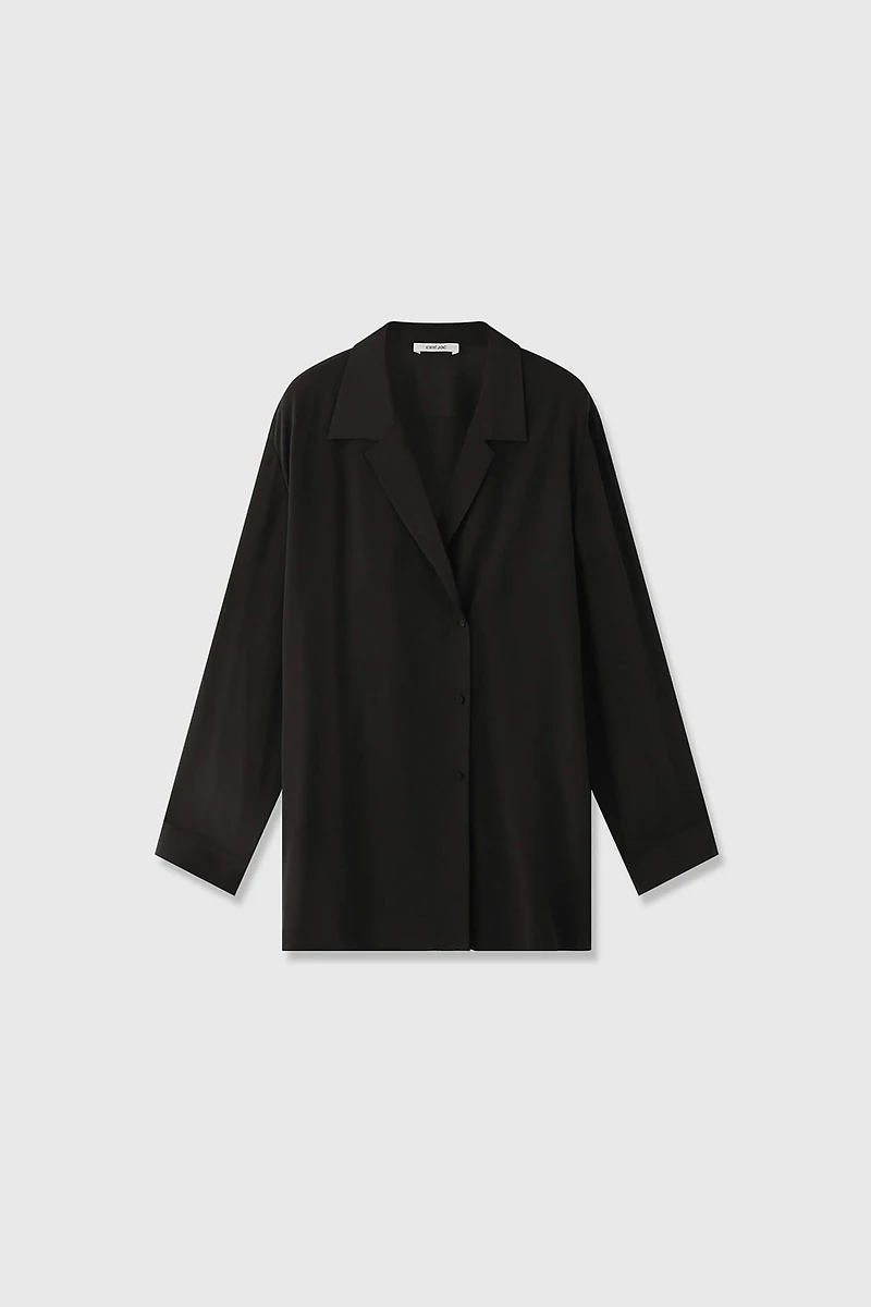 Heavy Crepe Silk Slant Placket Blouse