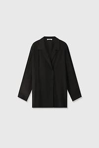 Heavy Crepe Silk Slant Placket Blouse