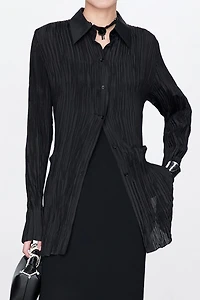 High-Density Pleated Silk Blouse