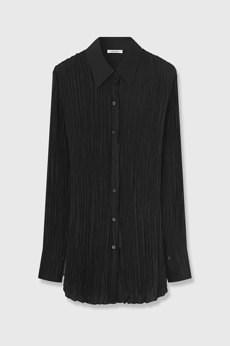 High-Density Pleated Silk Blouse