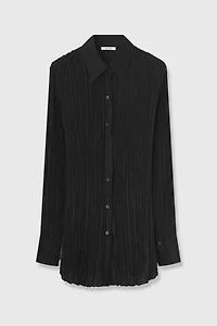 High-Density Pleated Silk Blouse