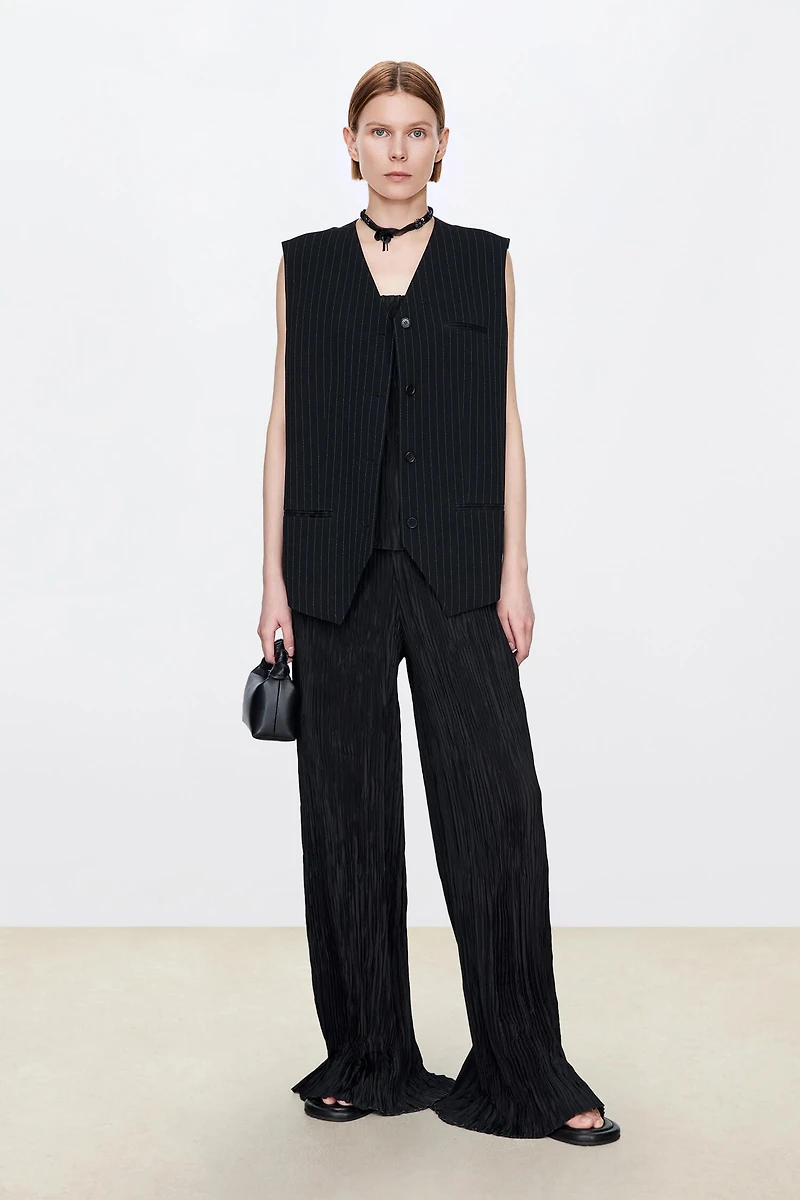 High-Density Pleated Silk Pants