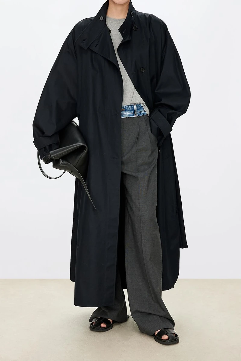 High-Density SUPIMA Cotton Double-Breasted Trench Coat