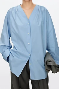 High-Density SUPIMA Cotton Pleated Oversized Shirt