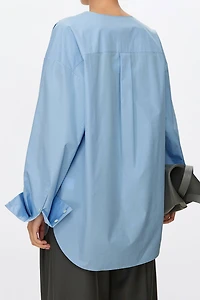 High-Density SUPIMA Cotton Pleated Oversized Shirt