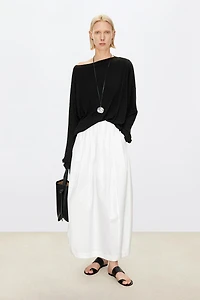 High-Stretch Lyocell Wool Ribbed Long Sleeve Top