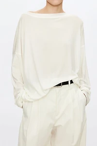 High-Stretch Lyocell Wool Ribbed Long Sleeve Top
