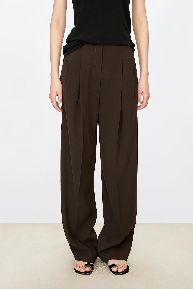High-Waisted Tapered Wide-Leg Pants