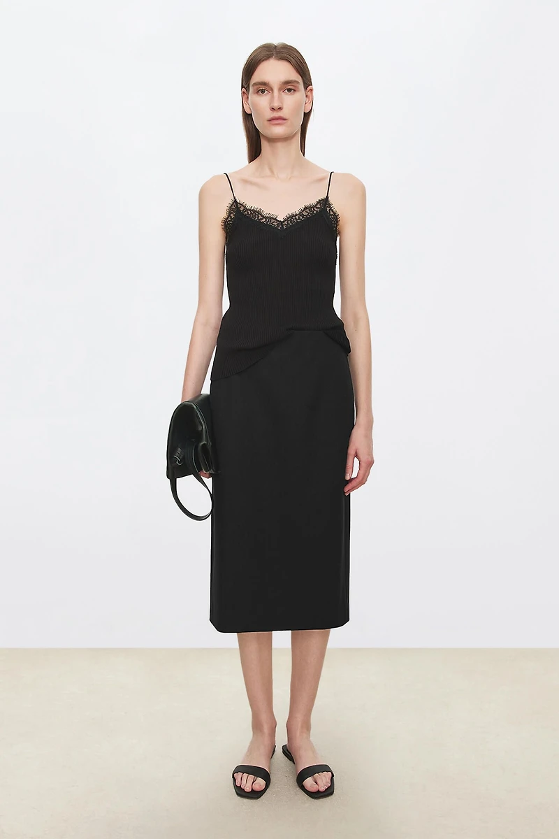 High-Waisted Straight Skirt