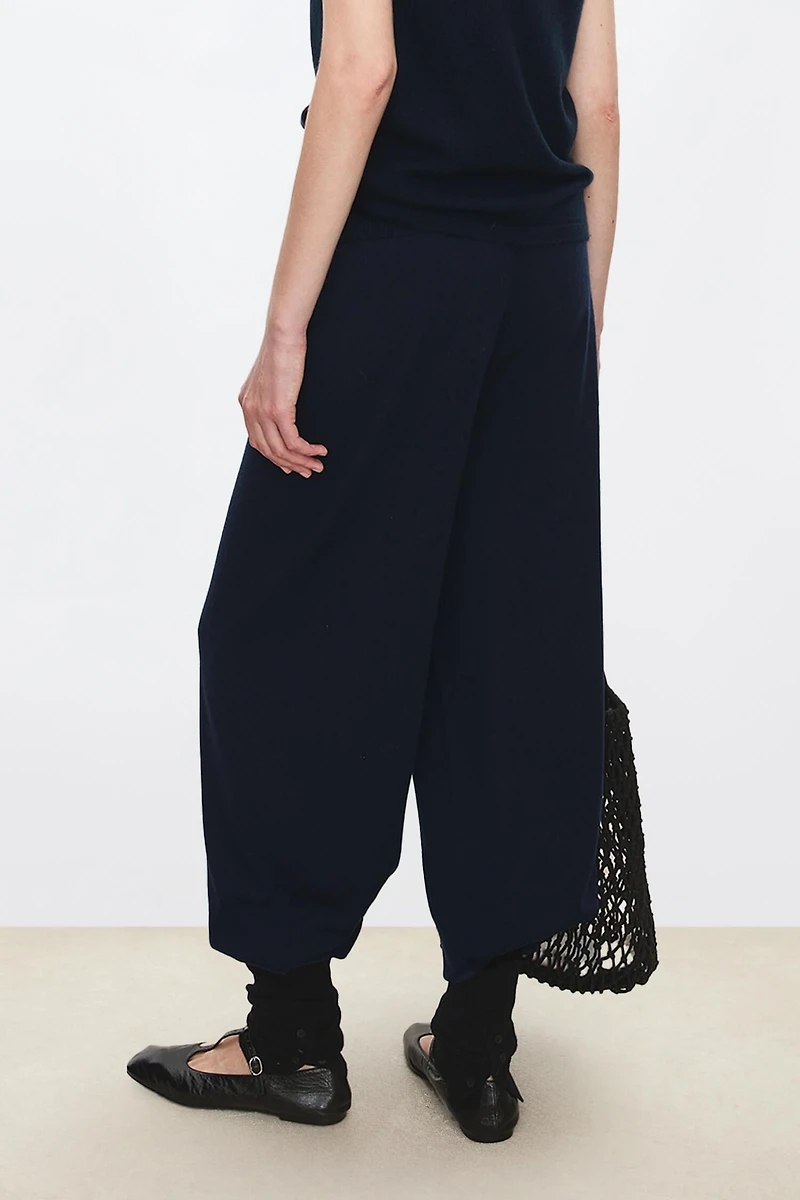 Convertible Waistband Pure Wool Tapered Pants