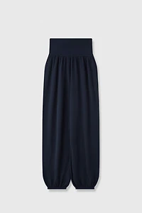 Convertible Waistband Pure Wool Tapered Pants