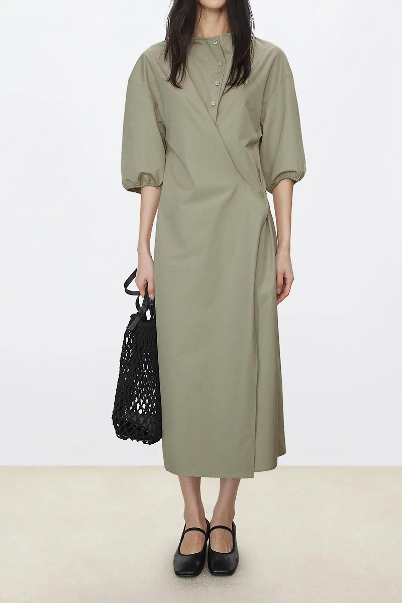 High Density SUPIMA Cotton Slanted Placket Dress