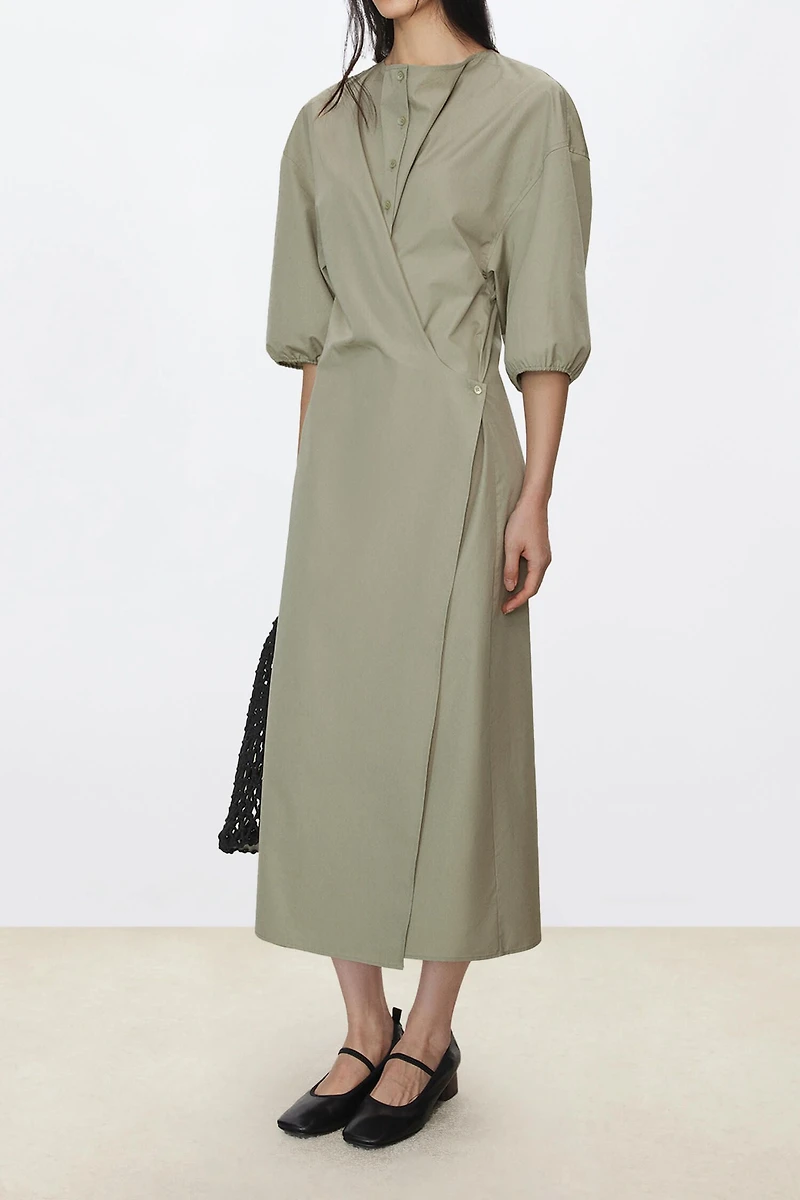 High Density SUPIMA Cotton Slanted Placket Dress