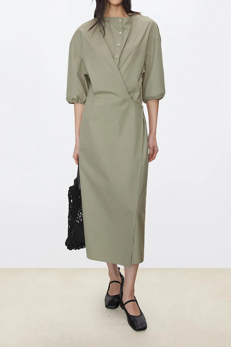 High Density SUPIMA Cotton Slanted Placket Dress