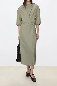 High Density SUPIMA Cotton Slanted Placket Dress