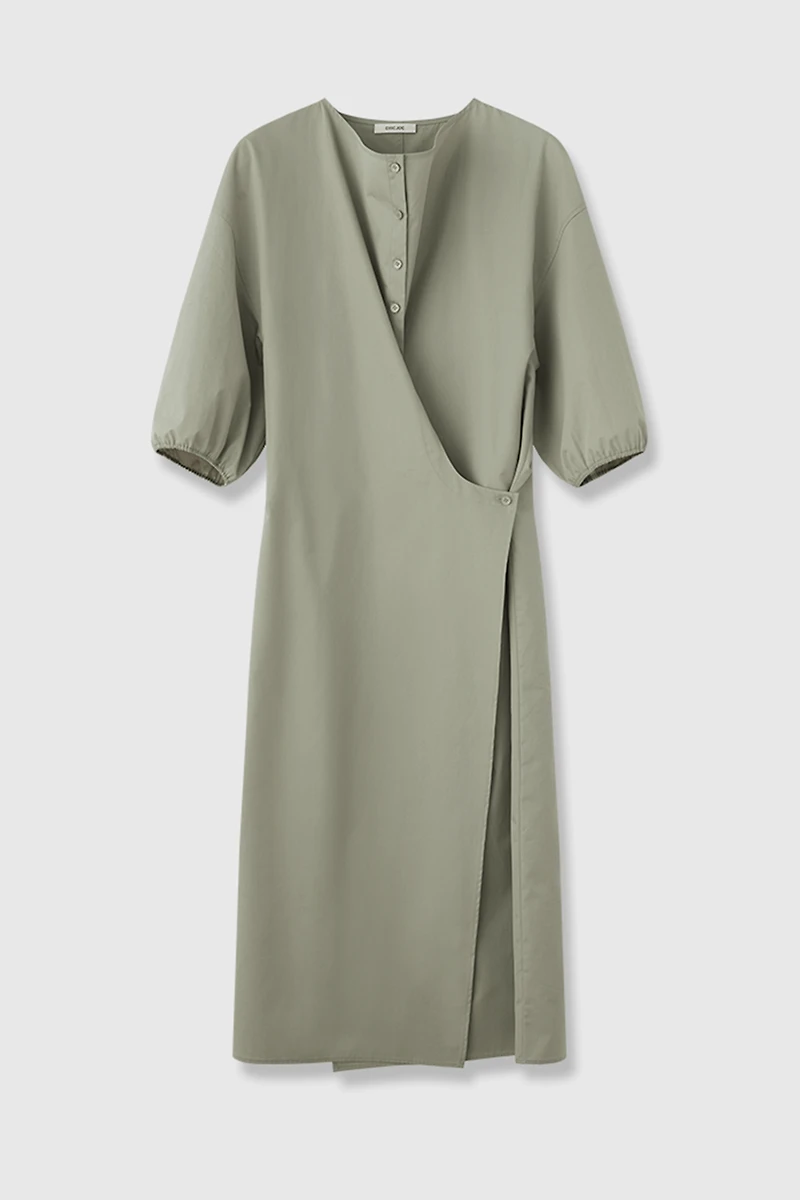 High Density SUPIMA Cotton Slanted Placket Dress