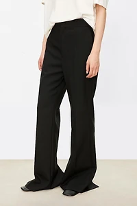 Italian All-Wool Flared Pants with Back Slit