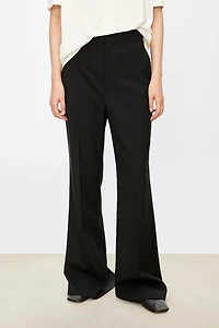 Italian All-Wool Flared Pants with Back Slit