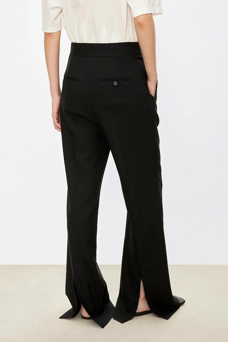 Italian All-Wool Flared Pants with Back Slit