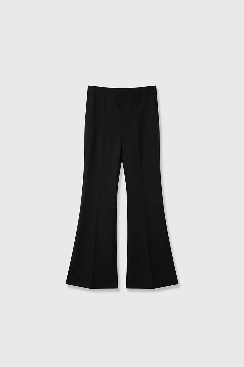 Italian All-Wool Flared Pants with Back Slit