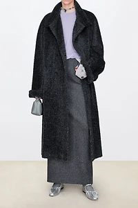 Italian ALPACA Convertible-Collar Long Coat