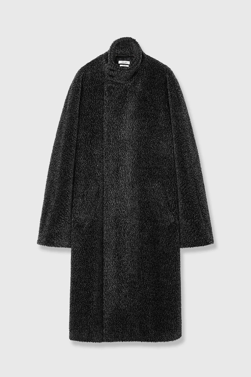 Italian ALPACA Convertible-Collar Long Coat