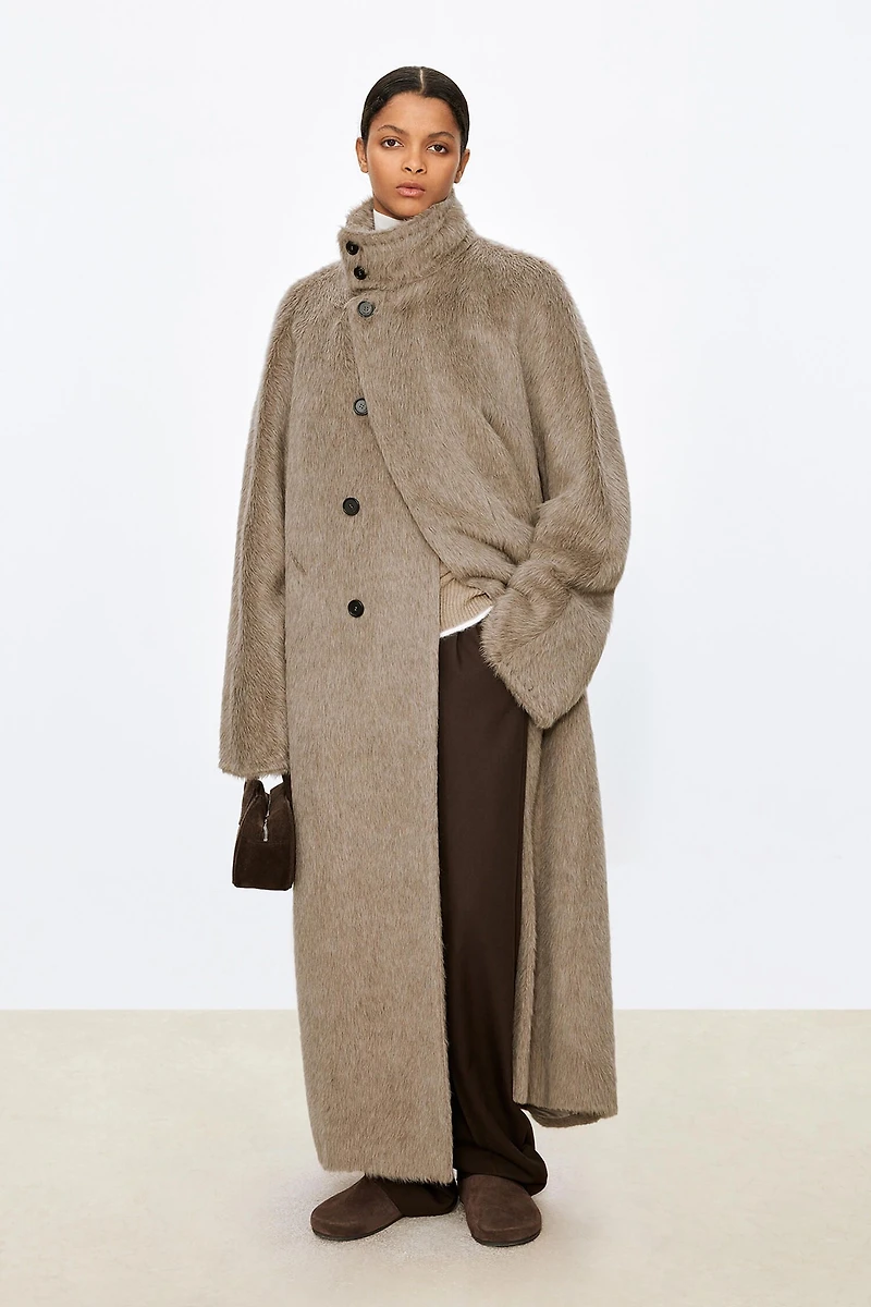 Italian Alpaca Versatile Collar Long Coat