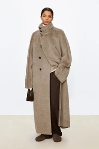 Italian Alpaca Versatile Collar Long Coat
