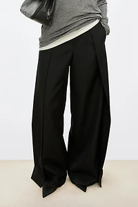 Italian Anti-Wrinkle Wool Wide-Leg Trousers