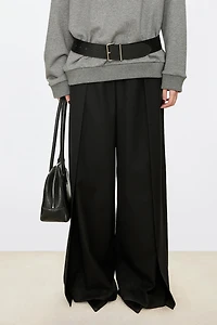 Italian Anti-Wrinkle Wool Wide-Leg Trousers