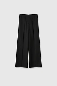 Italian Anti-Wrinkle Wool Wide-Leg Trousers